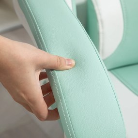 HOMCOM Fotel gamingowy z kocimi uszami, odchylane oparcie, wysuwana podpórka na stopy, nośność do 120 kg, błękit morski