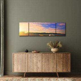 Obraz żółtego samochodu na polu (170x50 cm)