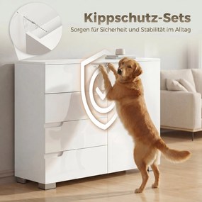 HOMCOM Komoda z 4 szufladami Sideboard z 1 drzwiami, z regulowaną półką, do salonu i sypialni 100 x 40 x 80 cm | Aosom PL