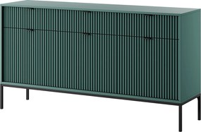 Komoda: 3 szuflady, 3 drzwi, Labrador, czarna, 154 x 83 x 39 cm, czarne uchwyty