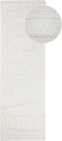 Biały chodnik z mieszanki wełny tkany ręcznie 80x230 cm Sculptured Wave – Flair Rugs