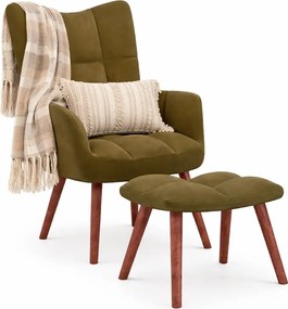 Brązowy tapicerowany welurem fotel pikowany B6-C39