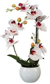 Sztuczna Orchidea w ceramicznej doniczce biały, 42 cm