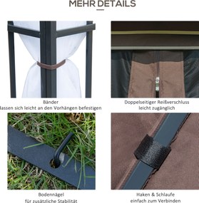 Pawilon Ogrodowy Outsunny z Moskitierami Bocznymi, Namiot Imprezowy z Podwójnym Dachem, Namiot Ogrodowy 2,97x2,97m