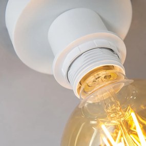 Nowoczesna lampa sufitowa matowa biała z czarnym kloszem 45 cm - Combi