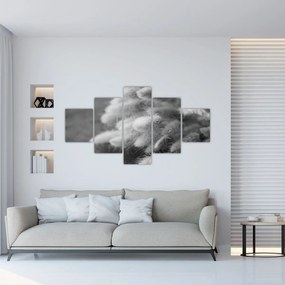 Obraz - trawa z króliczym ogonkiem na stole (125x70 cm)