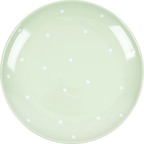 Ceramiczny talerz płytki w kropki, zielony