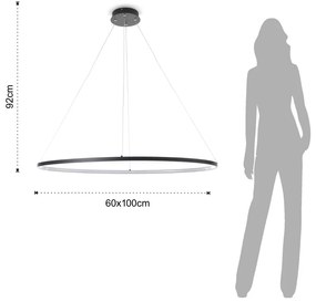 Czarna lampa wisząca Tomasucci Oval Ring, wys. 92 cm
