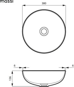 Umywalka ceramiczna nablatowa okrągła czarna bez otworu na baterię 38 cm MOLIS BLACK