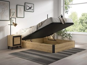 Stelaż ze skrzynią  140 x 200 cm - Jasny naturalny i czarny - NAMOSI od YSMÉE