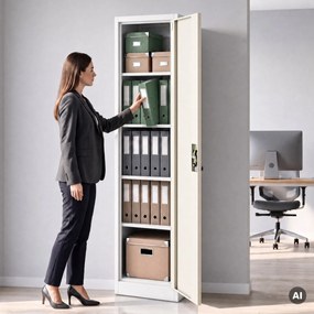 Szafa biurowa metalowa na akta biała/dąb sonoma, 450x1850x400 mm: ALEX Eco Design