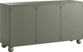 Komoda Sonatia II 150 cm trzydrzwiowa - oliwka / nogi kule