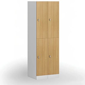 Szafka skrytkowa S1, 2 schowki, 1850 x 300 x 500 mm, demontaż, zamek obrotowy, drzwi laminowane, brzoza