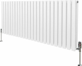 Grzejnik kolumnowy owalny z zaworami – 600 mm x 1440 mm – biały