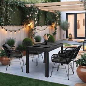 Stół Ogrodowy Prostokątny FARGO Czarny Technorattan
