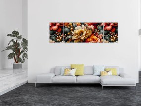 Obraz - Pomarańczowo-czerwone kwiaty (170x50 cm)