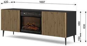 Szafka RTV z frezowanym frontem i kominkiem G1-H40