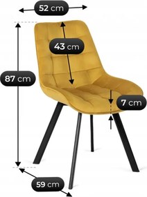 Zestaw Stół Okrągły Rozkładany HARRY 102-142 cm Dąb Craft/Czarny i 4 Krzesła Tapicerowane RICK Musztardowe Nowoczesne