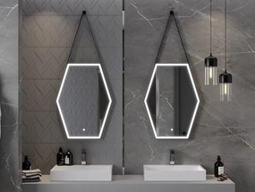 Mexen Orla lustro łazienkowe podświetlane 60 x 80 cm, LED 6000K, antypara, rama czarna - 9815-060-080-611-70