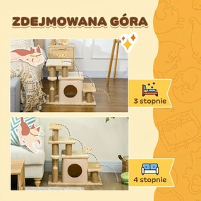 PawHut schody dla psa i kota beżowe lekkie schodki dla zwierząt domowych do łóżka i kanapy | Aosom PL