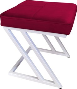 Pufa ZETA tkanina Welur loft ławka podnóżek metal : Kolor Stelaża - Biały, Kolor tkaniny - VELVET - MG31, Typ tkaniny - Velvet