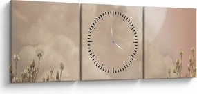 Obraz - Różowa pełnia księżyca (z zegarem) (90x30 cm)