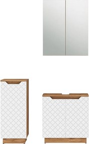 Zestaw mebli łazienkowych dąb/biały ze strukturą płytek 59.8x32x62.1 lotta