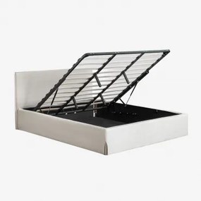 Łóżko Z Tapicerowanym Pojemnikiem Na Pościel Lorea Chenilla W Kolorze Złamanej Bieli & 200 X 200 Cm & Bez Materaca - Sklum