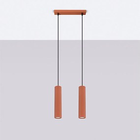 Lampa wisząca minimalistyczny Gloow, aluminium - 2 źródło światła 4000K - L.30 x H.90 cm - ochra czerwona