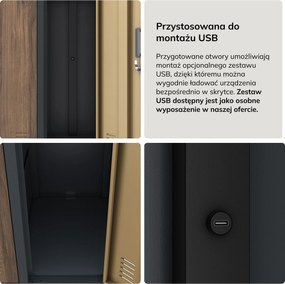 Szafa socjalna ubraniowa 10-drzwiowa antracytowa/orzech, 1360x1720x450 mm: BARTEK Eco Design
