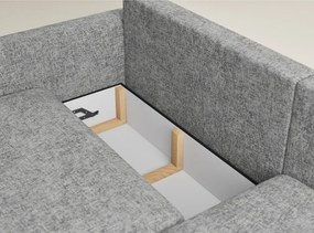 Szary rozkładany/ze schowkiem narożnik z tkaniny szenilowej (prawostronny/z szezlongiem) Leon – Maison de Rêve