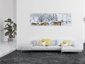 Obraz - Wilki w górach (170x50 cm)