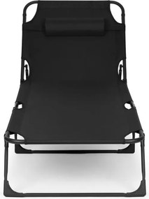 Leżak ogrodowy składany z regulacją Sorrento, czarny