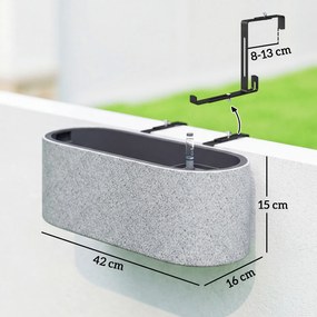 Outsunny Zestaw 2 Donic Wiszących z Systemem Drenażu i Haczykami 42 x 16 x 15 cm Jasnoszary | Aosom PL