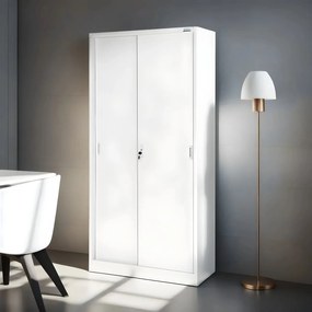 Przesuwna szafa biurowa Kuba 90x40x185 cm biała