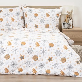 4Home Flanelowa pościel Golden Xmas Night, 220 x200 cm, 2 szt. 70 x 90 cm, 220 x 200 cm, 2 szt. 70 x 90 cm