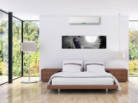 Obraz - Nocna sowa, fioletowa sowa (170x50 cm)