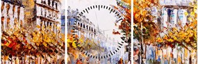 Obraz - Ulica w Paryżu (z zegarem) (90x30 cm)