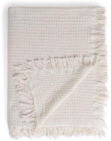 Kremowa narzuta z bawełny z recyklingu 260x280 cm Honeycomb – Ixia