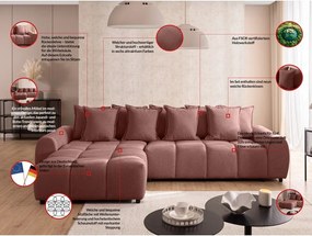 Narożnik (lewostronny/z szezlongiem) w kolorze terakoty Albane – Ropez