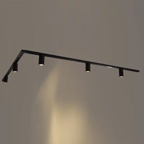 Nowoczesny system oświetlenia szynowego z 5 czarnymi reflektorami jednofazowymi GU10 50 mm - Iconic Ruby