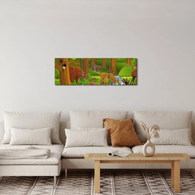 Dziecięcy obraz ze zwierzątkami (z zegarem) (90x30 cm)