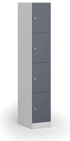 Szafka skrytkowa, 4 schowki, 1850 x 300 x 500 mm, demontaż, zamek cylindryczny, drzwi ciemnoszare