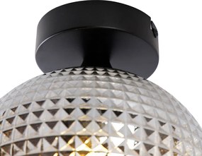 Plafon art deco czarny z przydymionym szkłem - Sphere