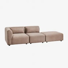 Dwuczęściowa Narożnikowa Sofa Modułowa Z Pufą Fogler Sztruksu Camel - Sklum