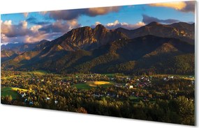 Panel szklany do Kuchni Złota Godzina nad Szczytami