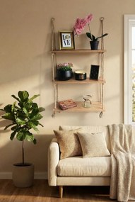 Rustykalna półka wisząca dąb craft złoty R8-M75