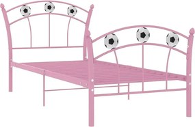 Różowe metalowe łóżko dla dziewczynki z motywem piłki 90x200 cm T2-P03