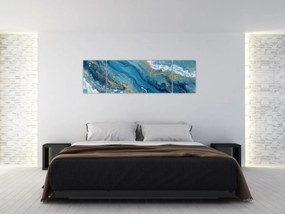 Obraz - Jasnoniebieski marmur ze złotem II. (170x50 cm)