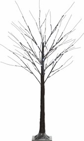 HOMCOM Sztuczna Brzoza z Oświetleniem LED, 96 ciepłych białych Mikro-LEDów, 150 cm, Brązowa